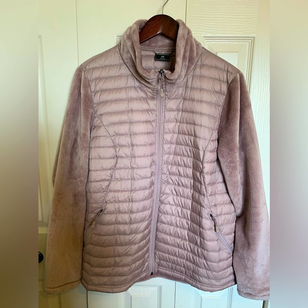 32 Degrees Mauve Quilted Front with Plush Teddy Sleeves Jacket